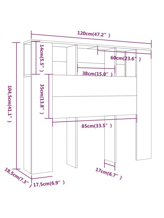 Peatsi kapp, hall sonoma tamm, 120x18,5x102,5 cm