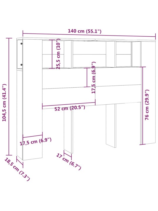 Peatsi kapp, hall sonoma tamm, 140x18,5x104,5 cm