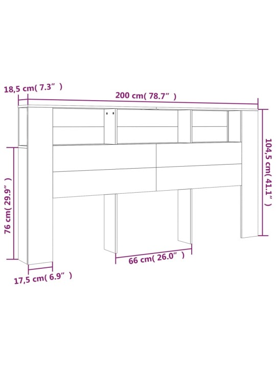 Peatsi kapp, hall sonoma tamm, 200x18,5x104,5 cm