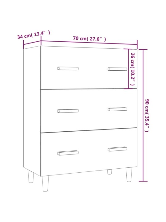 Puhvetkapp, hall sonoma tamm, 70 x 34 x 90 cm tehispuit