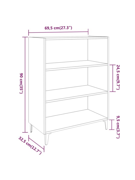 Puhvetkapp, suitsutatud tamm, 69,5 x 32,5 x 90 cm, tehispuit