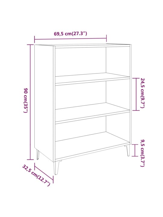 Puhvetkapp, hall sonoma tamm, 69,5 x 32,5 x 90 cm, tehispuit