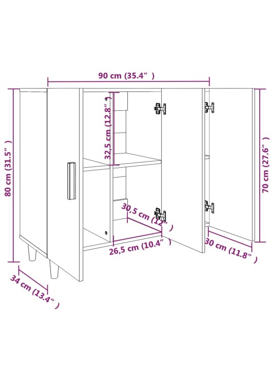 Puhvetkapp, hall sonoma tamm, 90 x 34 x 80 cm, tehispuit