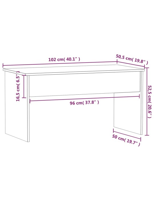 Kohvilaud, suitsutatud tamm, 102 x 50,5 x 52,5 cm, tehispuit