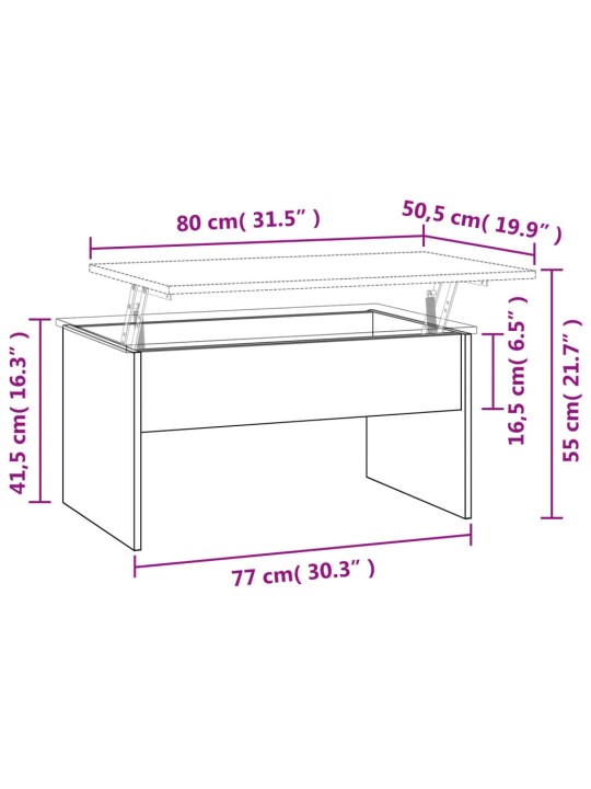 Kohvilaud, hall sonoma tamm, 80 x 50,5 x 41,5 cm, tehispuit