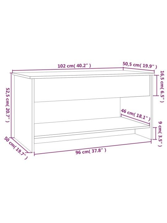Diivanilaud, hall sonoma tamm, 102 x 50 x 52,5cm, tehispuit
