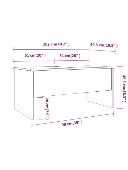 Diivanilaud, hall sonoma tamm, 102 x 50,5 x 46,5cm, tehispuit