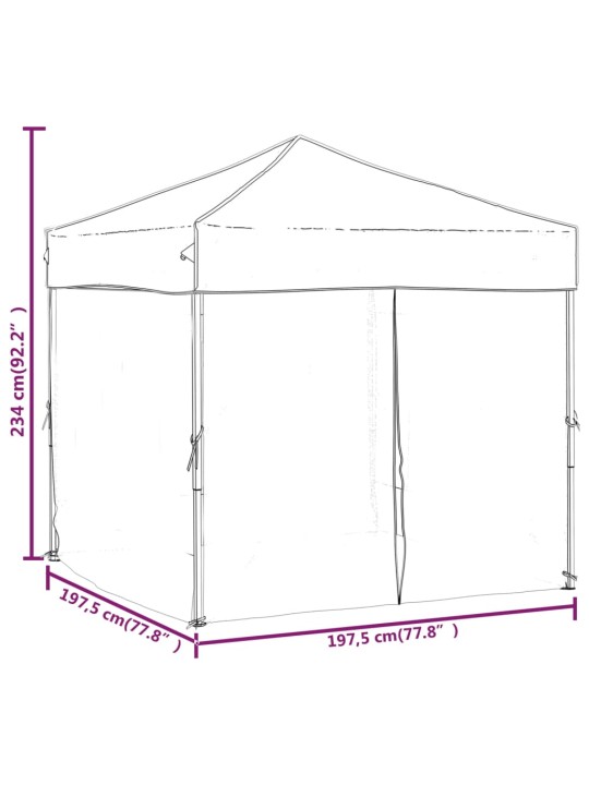 Kokkupandav peotelk seintega, sinine, 2 x 2 m