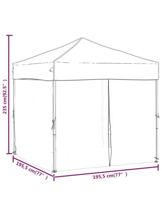 Kokkupandav peotelk seintega, valge, 2 x 2 m