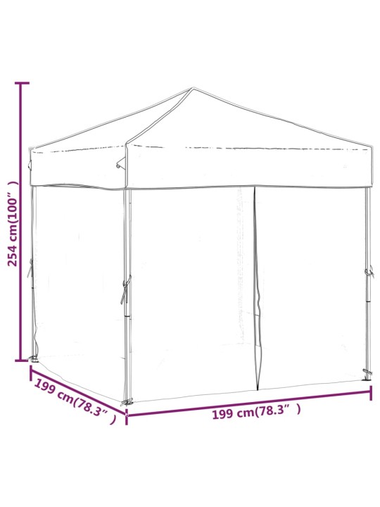 Kokkupandav peotelk seintega, sinine, 2 x 2 m