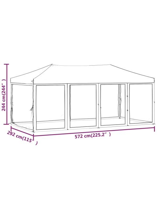 Kokkupandav peotelk seintega, kreemjas, 3 x 6 m