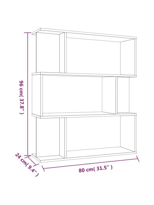 Raamatukapp, hall sonoma tamm, 80 x 24 x 96 cm, tehispuit