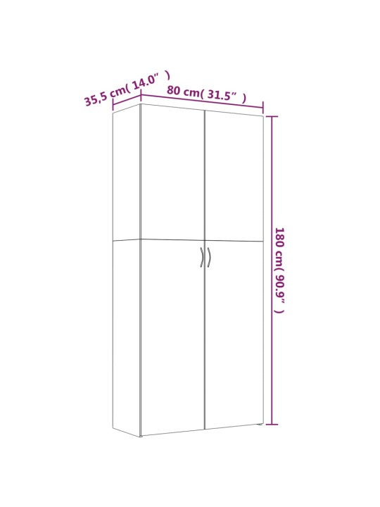 Kingakapp, hall sonoma tamm, 80 x 35,5 x 180 cm, tehispuit