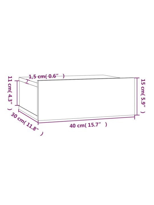 Kinnitatavad öökapid 2 tk, suitsutatud tamm, 40 x 30 x 15 cm