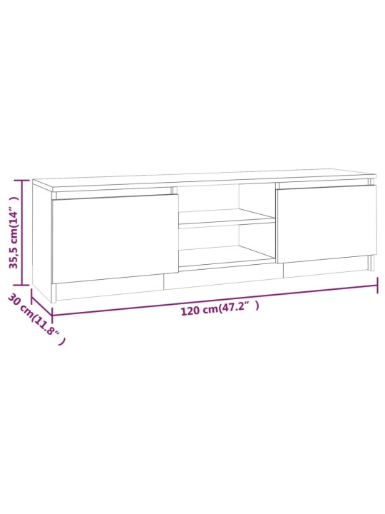 Telerikapp, suitsutatud tamm, 120 x 30 x 35,5 cm, tehispuit