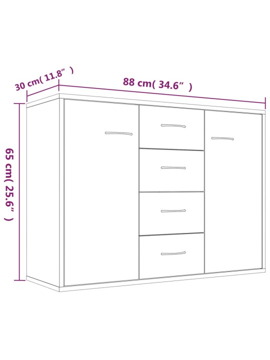 Puhvetkapp, hall sonoma tamm, 88 x 30 x 65 cm, tehispuit