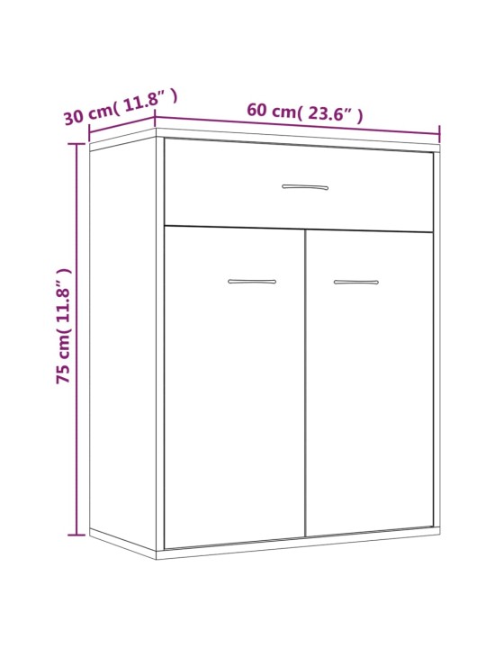 Puhvetkapp, suitsutatud tamm, 60 x 30 x 75 cm, tehispuit