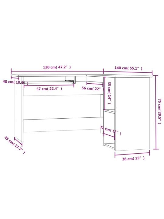 Nurgalaud, hall sonoma tamm, 120 x 140 x 75 cm, tehispuit