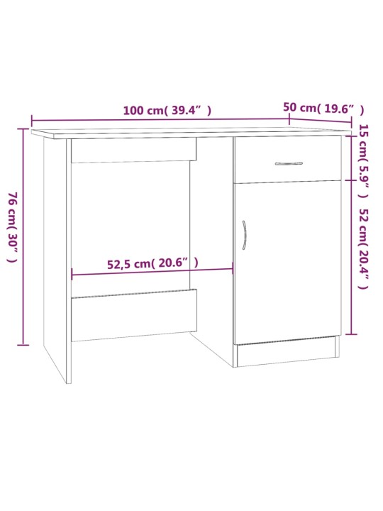 Kirjutuslaud, hall sonoma tamm, 100 x 50 x 76 cm, tehispuit