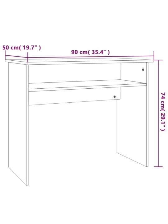 Kirjutuslaud, pruun tamm, 90 x 50 x 74 cm, tehispuit