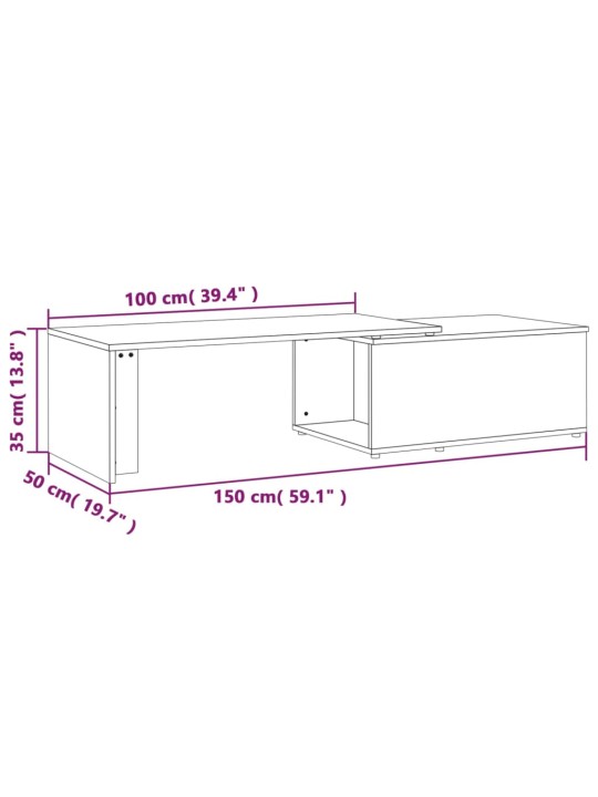 Kohvilaud, hall sonoma tamm, 150x50x35 cm, tehispuit