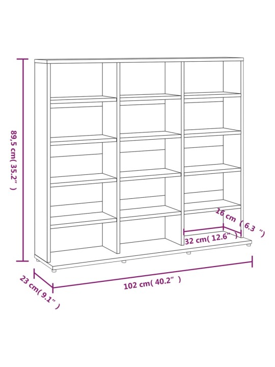 CD-kapp, suitsutatud tamm, 102 x 23 x 89,5 cm, tehispuit