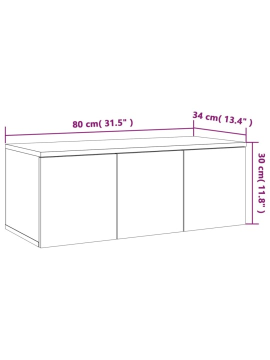 Telerikapp, hall sonoma tamm, 80 x 34 x 30 cm, tehispuit