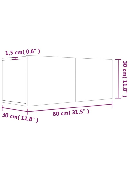 Telerikapp, suitsutatud tamm, 80 x 30 x 30 cm, tehispuit