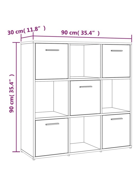 Raamatukapp, suitsutatud tamm, 90 x 30 x 90 cm, tehispuit