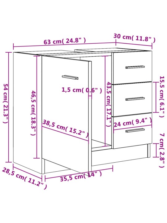 Valamukapp, hall sonoma tamm, 63 x 30 x 54 cm, tehispuit