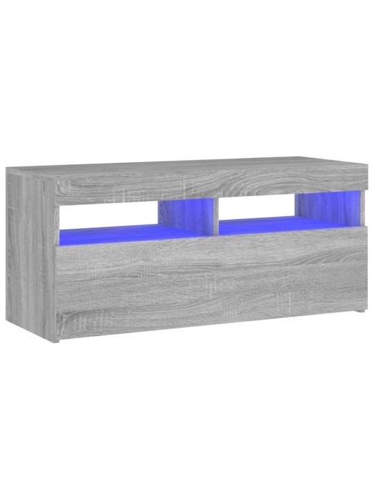 Telerialus LED-tuledega, hall sonoma tamm, 90 x 35 x 40 cm