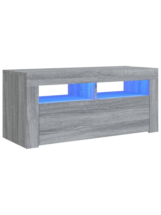 Telerialus LED-tuledega, hall sonoma tamm, 90 x 35 x 40 cm