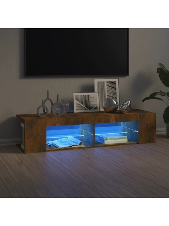 Telerialus LED-tuledega, suitsutatud tamm, 135 x 39 x 30 cm