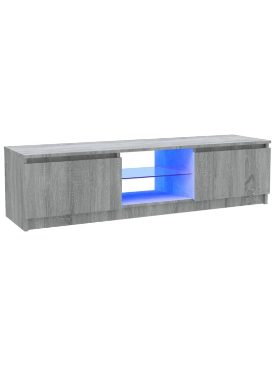 Telerialus LED-tuledega, hall sonoma tamm, 120 x 30 x 35,5 cm