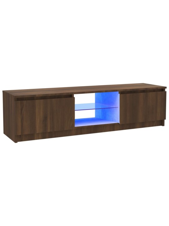 Telerialus LED-tuledega, pruun tamm, 120 x 30 x 35,5 cm