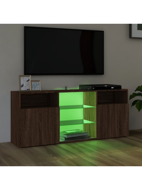 Telerialus LED-tuledega, pruun tamm, 120 x 30 x 50 cm