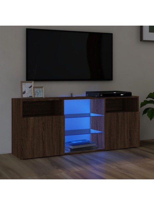 Telerialus LED-tuledega, pruun tamm, 120 x 30 x 50 cm