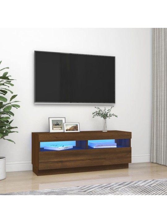 Telerialus LED-tuledega, pruun tamm, 100 x 35 x 40 cm