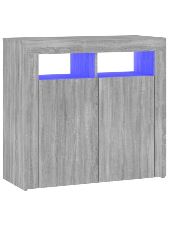 Puhvetkapp LED-tuledega, hall sonoma tamm, 80 x 35 x 75 cm