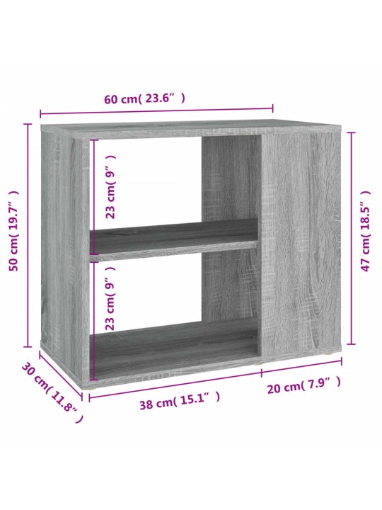 Lisakapp, hall sonoma tamm, 60 x 30 x 50 cm, tehispuit