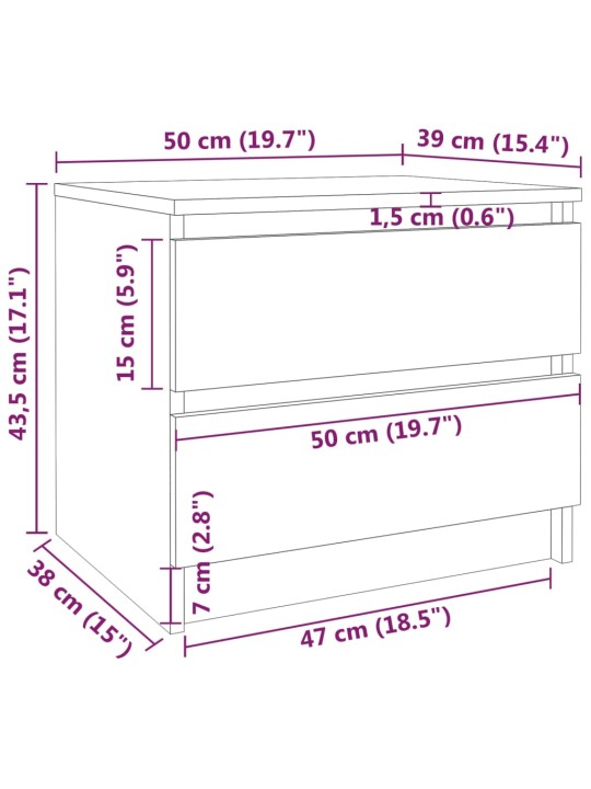 Öökapid 2 tk, suitsutatud tamm, 50x39x43,5 cm, tehispuit