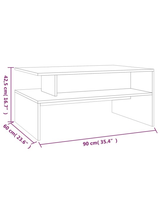 Kohvilaud, hall sonoma tamm, 90 x 60 x 42,5 cm, tehispuit