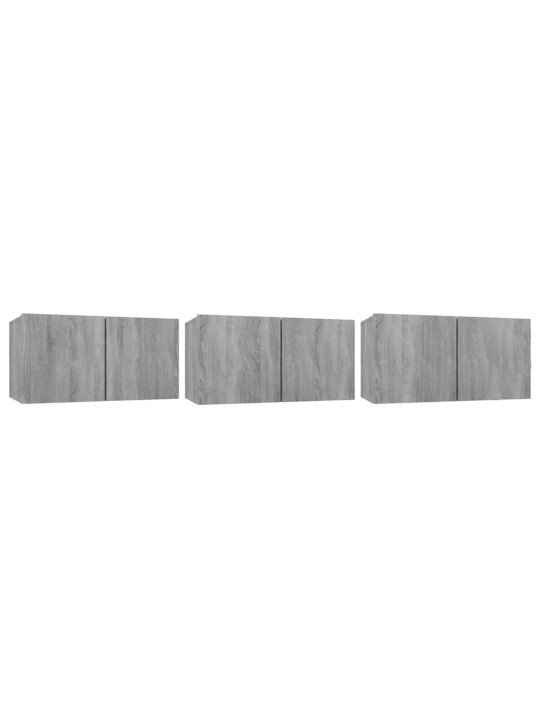 Seina telerikapp, hall sonoma tamm, 3 tk, 60x30x30 cm tehispuit