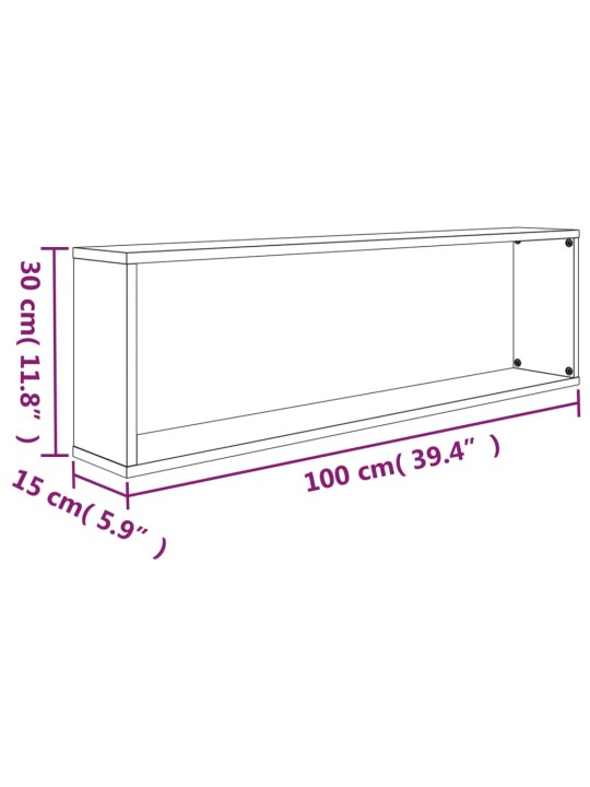 SEINA KUUBIKRIIULID 4 TK, PRUUN TAMM, 100X15X30 CM, TEHISPUIT