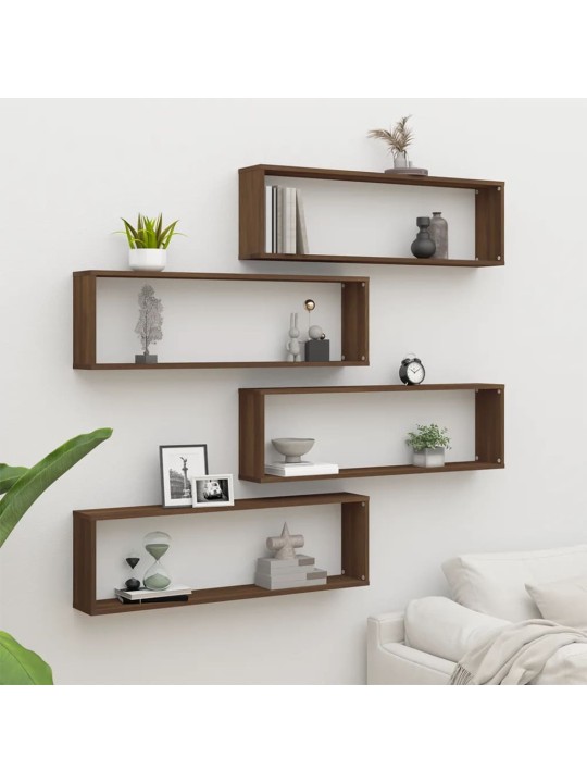 SEINA KUUBIKRIIULID 4 TK, PRUUN TAMM, 100X15X30 CM, TEHISPUIT