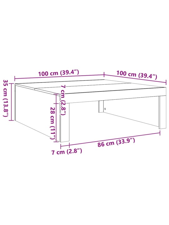 KOHVILAUD, HALL SONOMA TAMM, 100 X 100 X 35 CM, TEHISPUIT