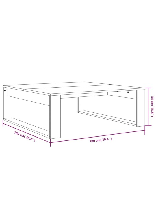 Kohvilaud, hall sonoma tamm, 100 x 100 x 35 cm, tehispuit