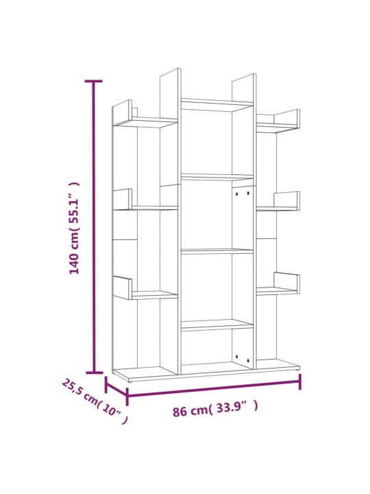 Raamatukapp, suitsutatud tamm, 86 x 25,5 x 140 cm, tehispuit