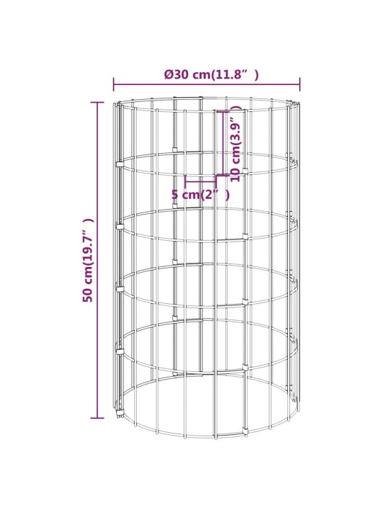 Ringikujulised gabioon taimelavad 3tk tsingitud teras ø30x50 cm