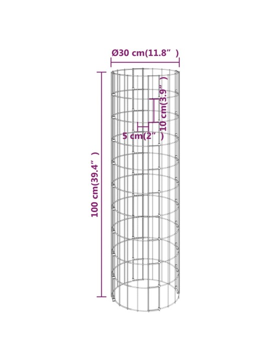 Ringikujulised gabioon taimelavad 3tk tsingitud teras ø30x100cm